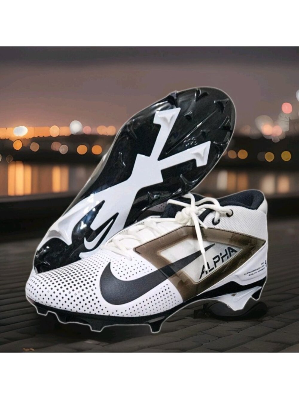 Nike Alpha Menace 4 Pro Football Cleats White Black FZ7702-105 - Men's Size 12